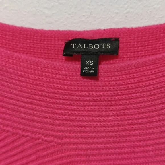 Talbots Lamb's Wool Hot Pink Ribbed Sweater XS Comfy Oversized - Picture 3 of 6